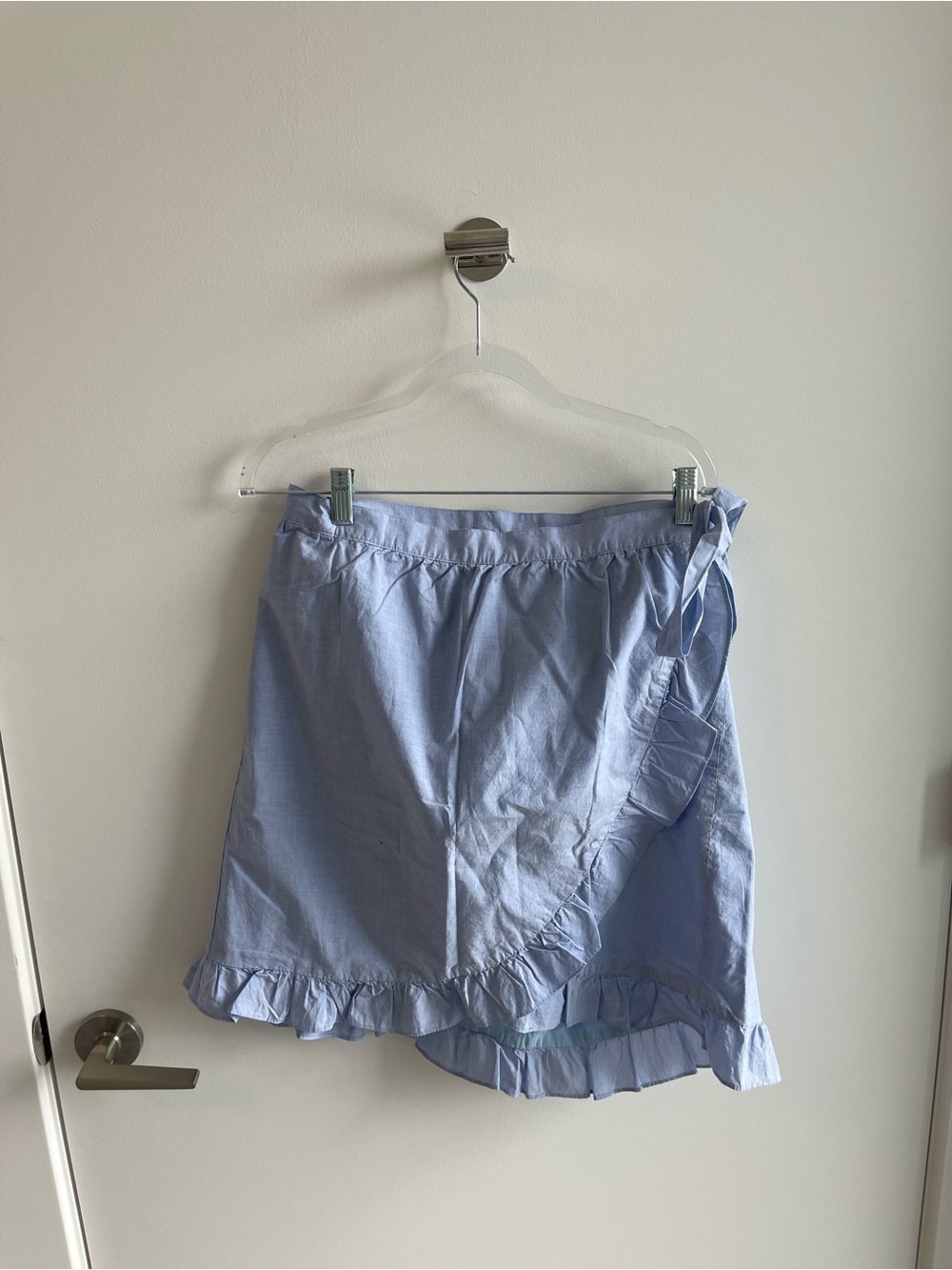 J Crew Light Blue Ruffle Wrap Skirt